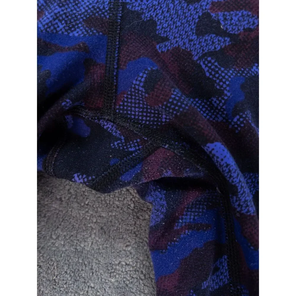 Lululemon Wunder Under Crop III Camo Blue Black Purple Leggings Size 8